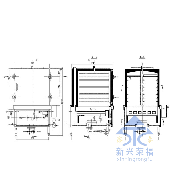 燃气单门蒸箱尺寸图一